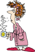 womaninpajamas Woman in pajamas and curlers
